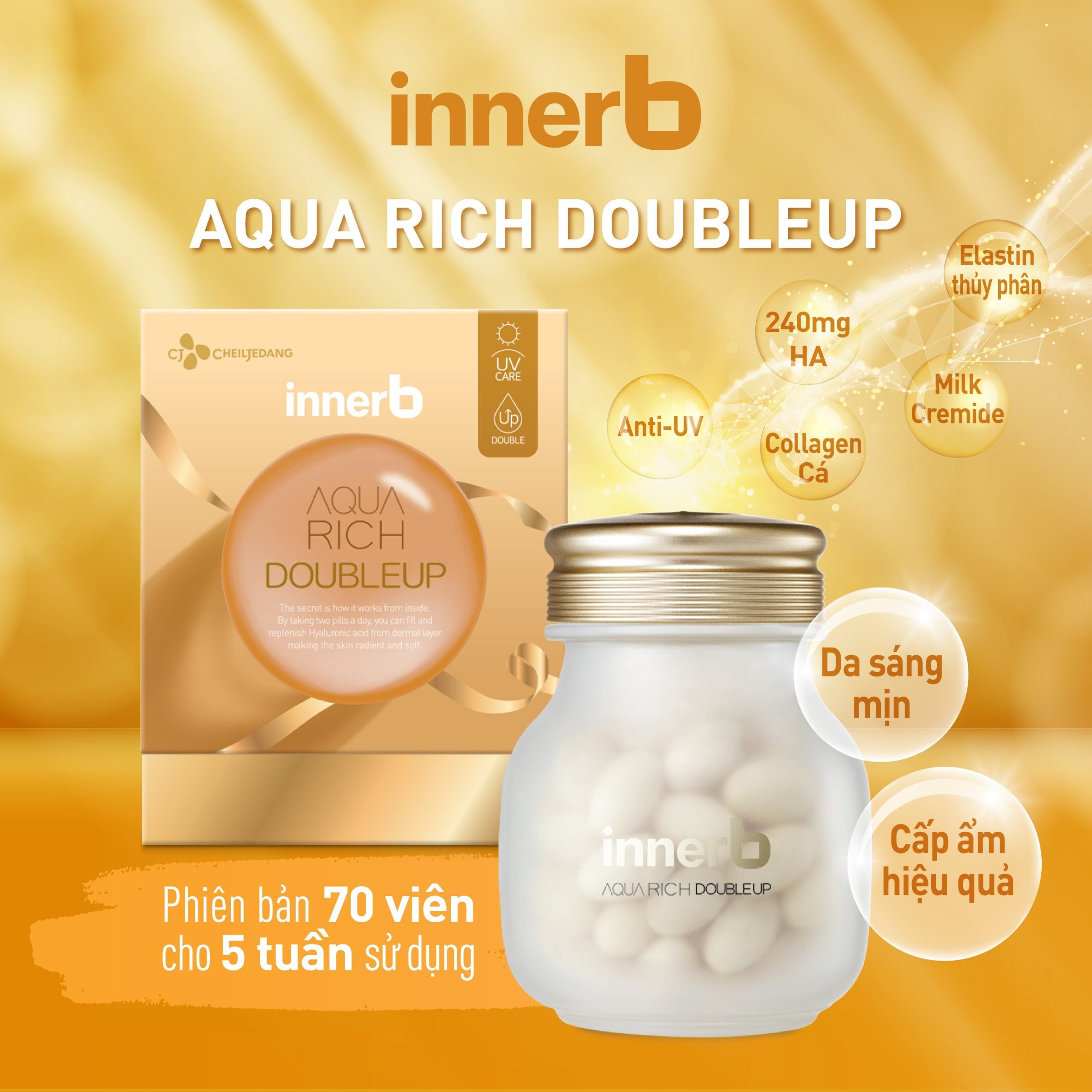 Innerb Aqua Rich Doubleup là sản phẩm cấp nước và collagen cho làn da hiệu quả